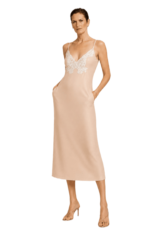 1990s Pale Pink Silk Slip Dress - Model