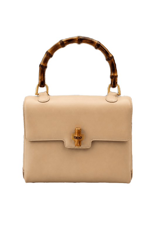 1990s Cream Leather Bag - Front View