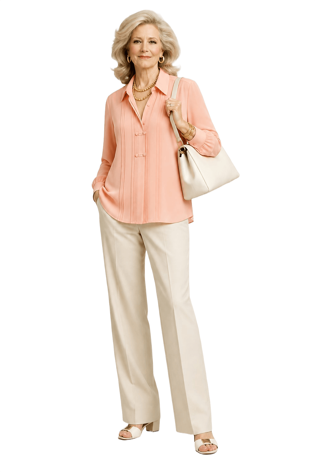 1970s Light Pink Polyester Blend Blouse - Model