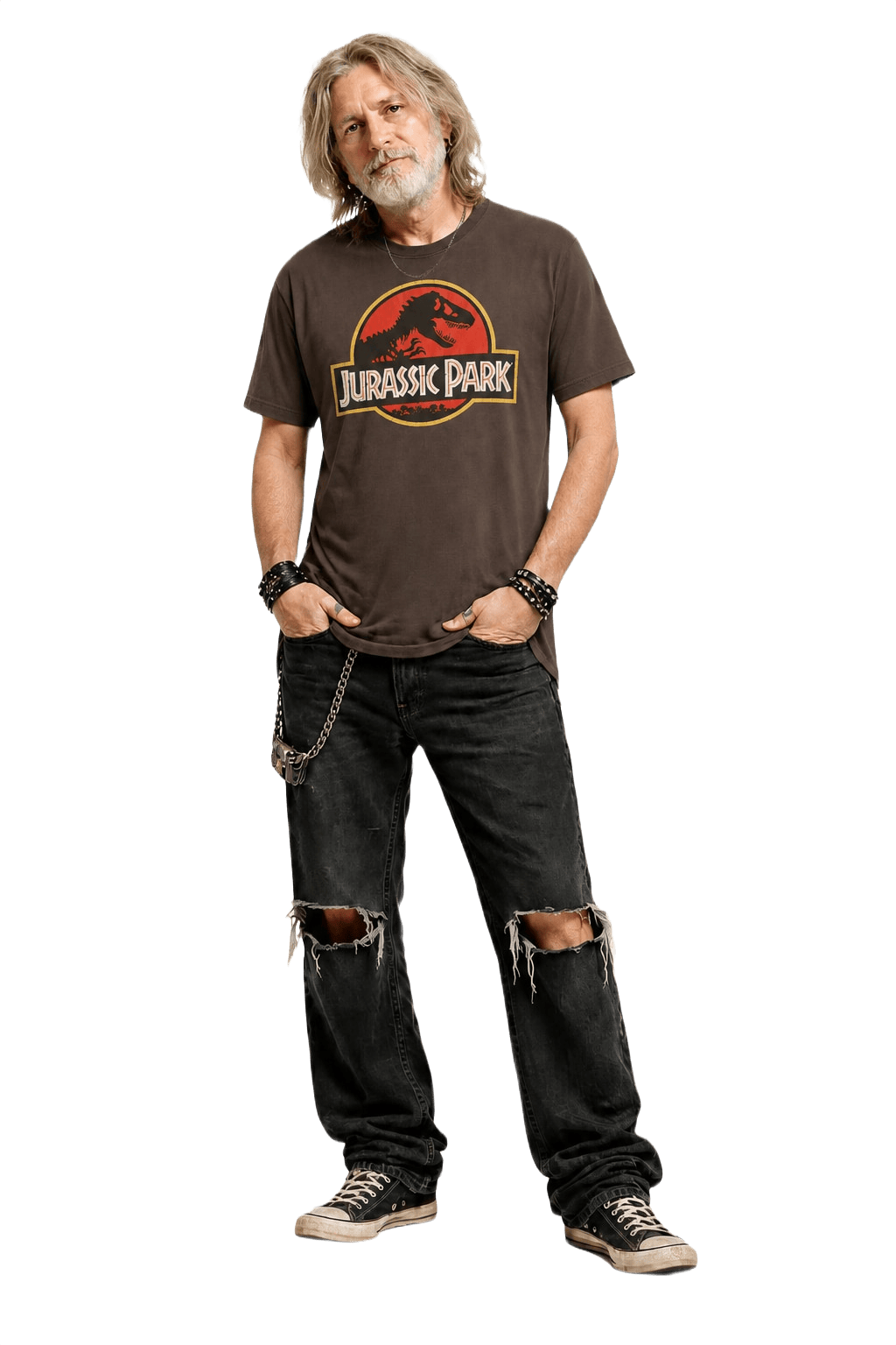 1990s Dark Brown Cotton T-Shirt - Model