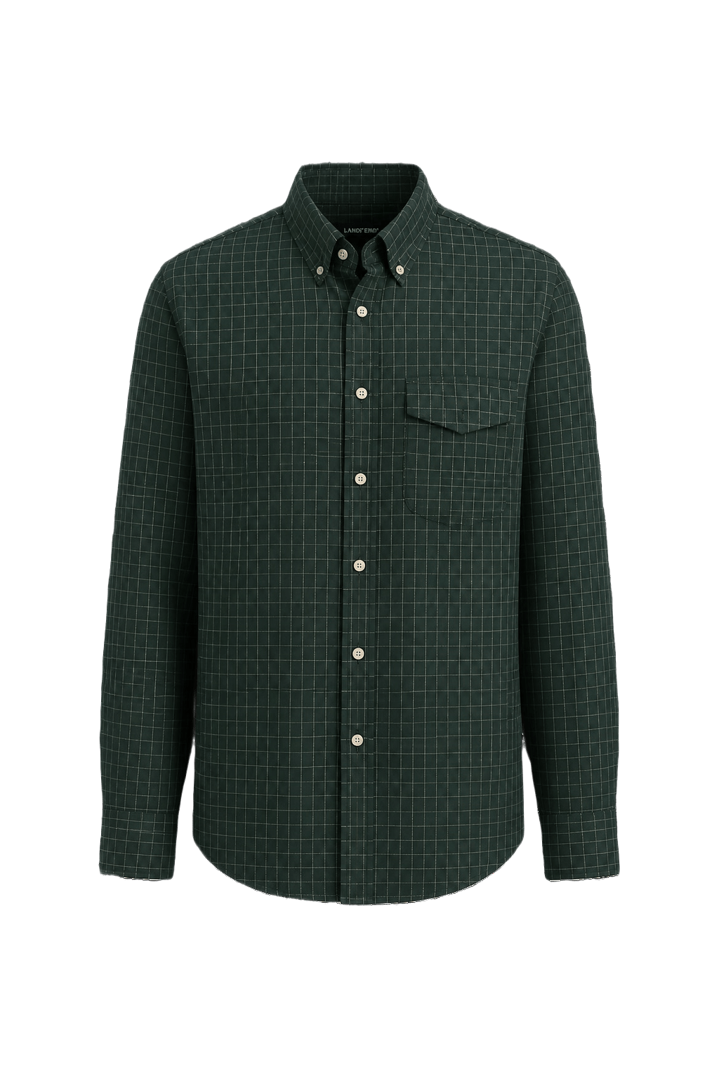 1980s Dark Green Cotton Shirt - Front View