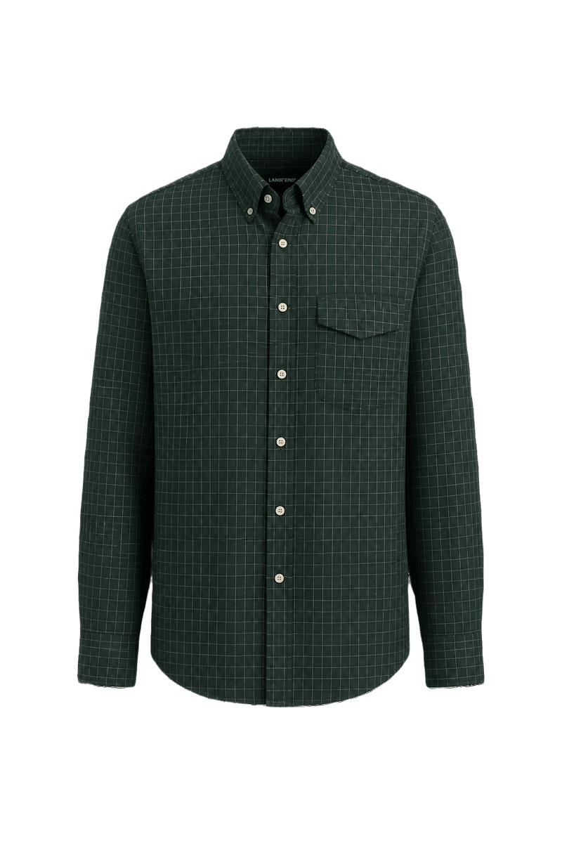 1980s Dark Green Cotton Shirt - Front View