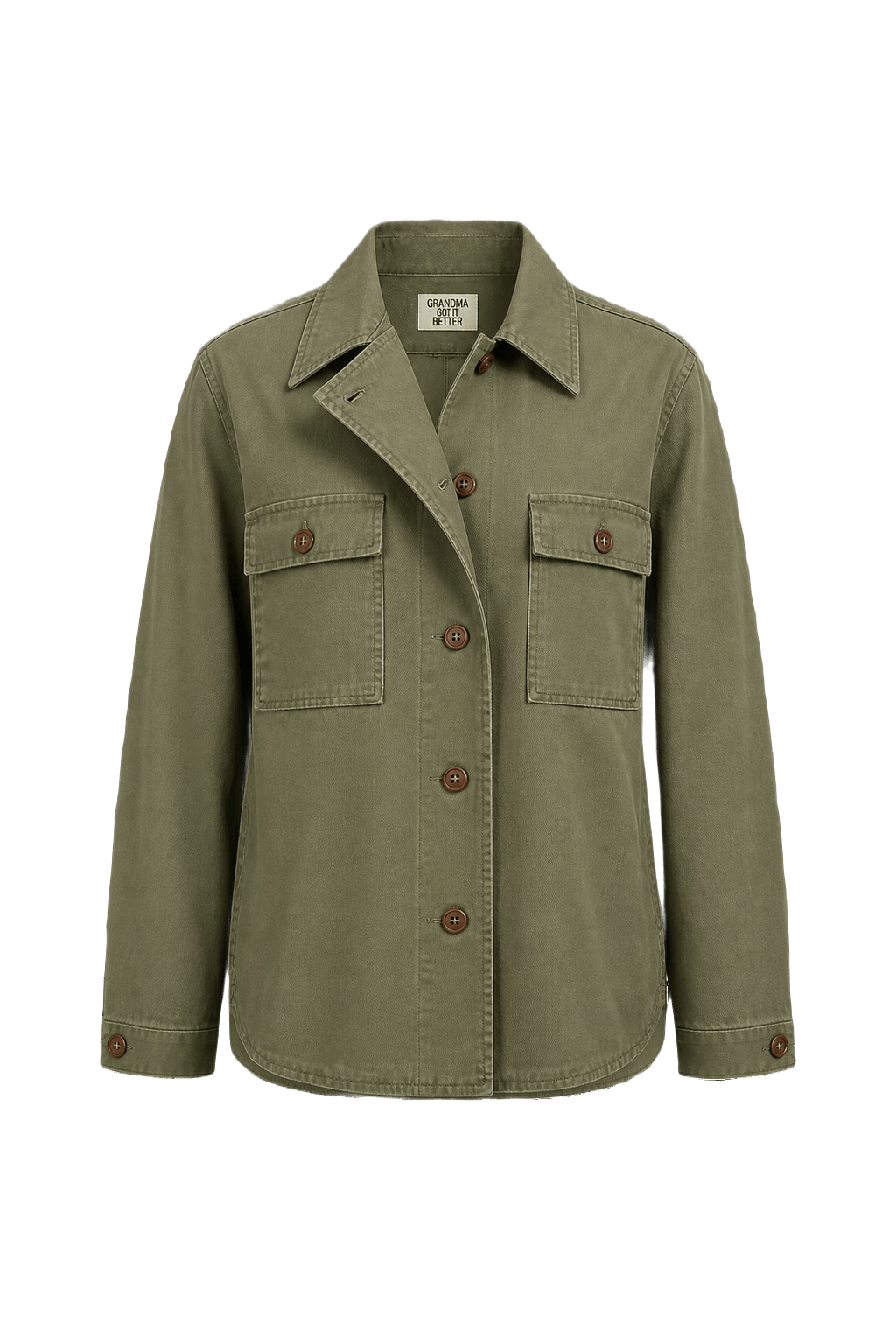 1990s Olive Green Cotton Jacket - Front View