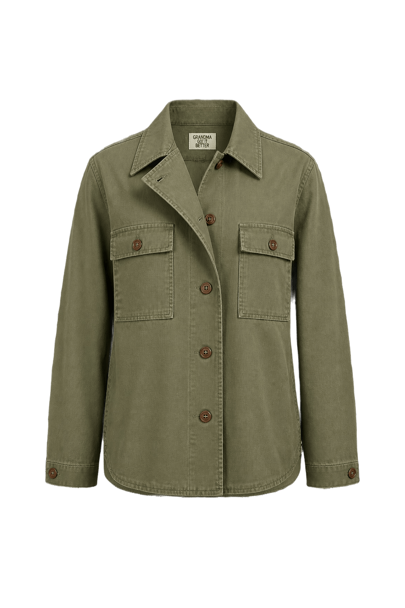 1990s Olive Green Cotton Jacket - Front View
