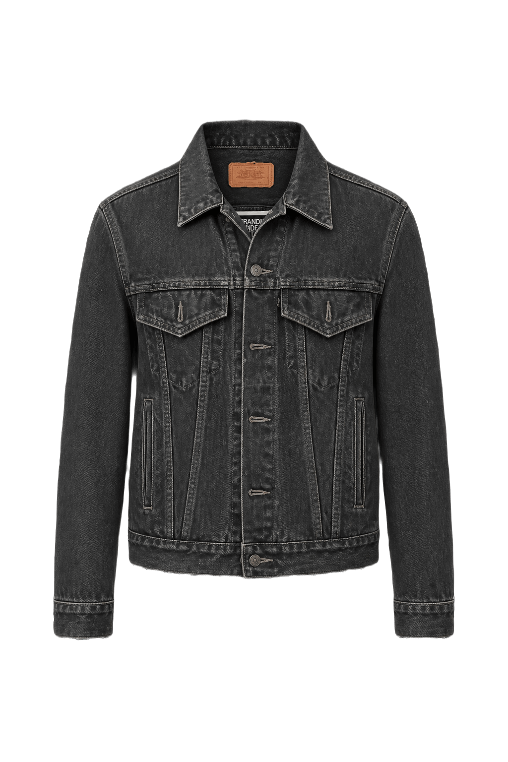 1990s Black Denim Denim Jacket - Front View