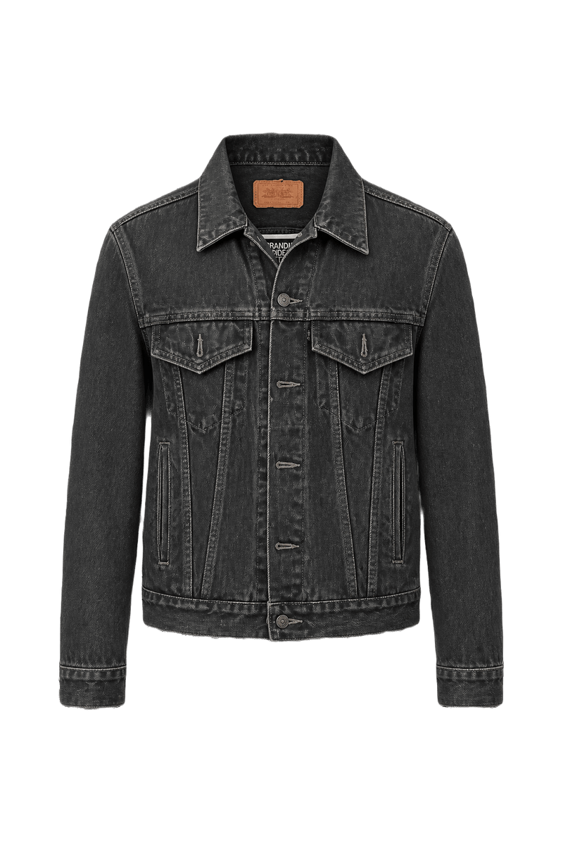 1990s Black Denim Denim Jacket - Front View