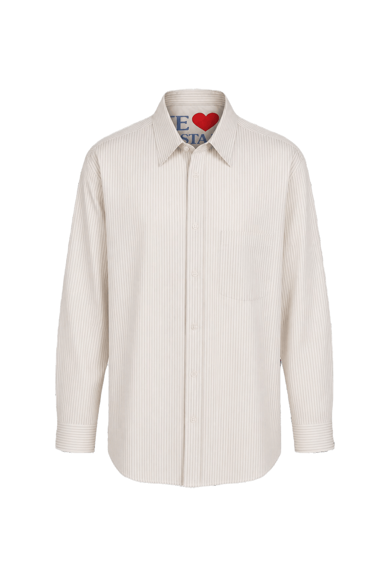 1980s Light Beige Cotton Shirt - Front View