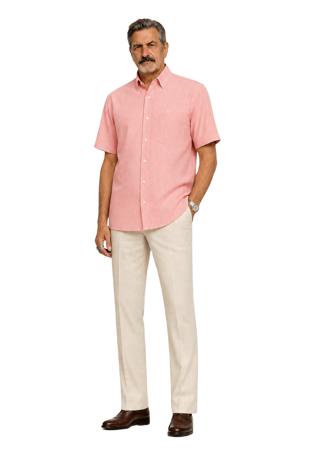 1980s Pink Cotton Blend Shirt - Model