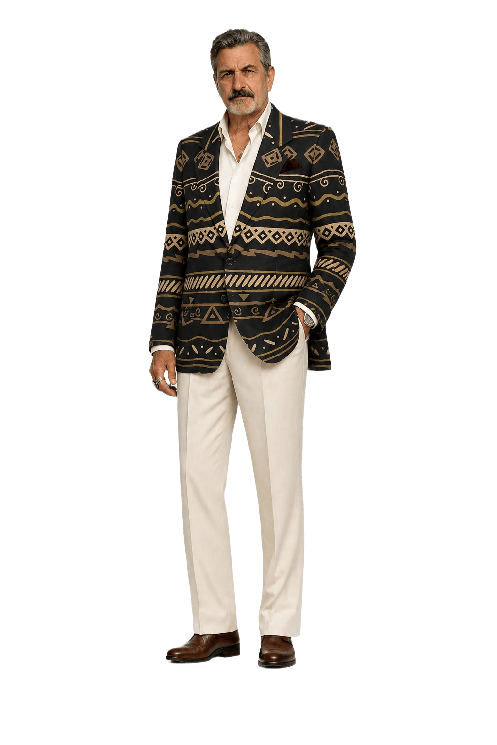 1980s Black Cotton Blend Blazer - Model
