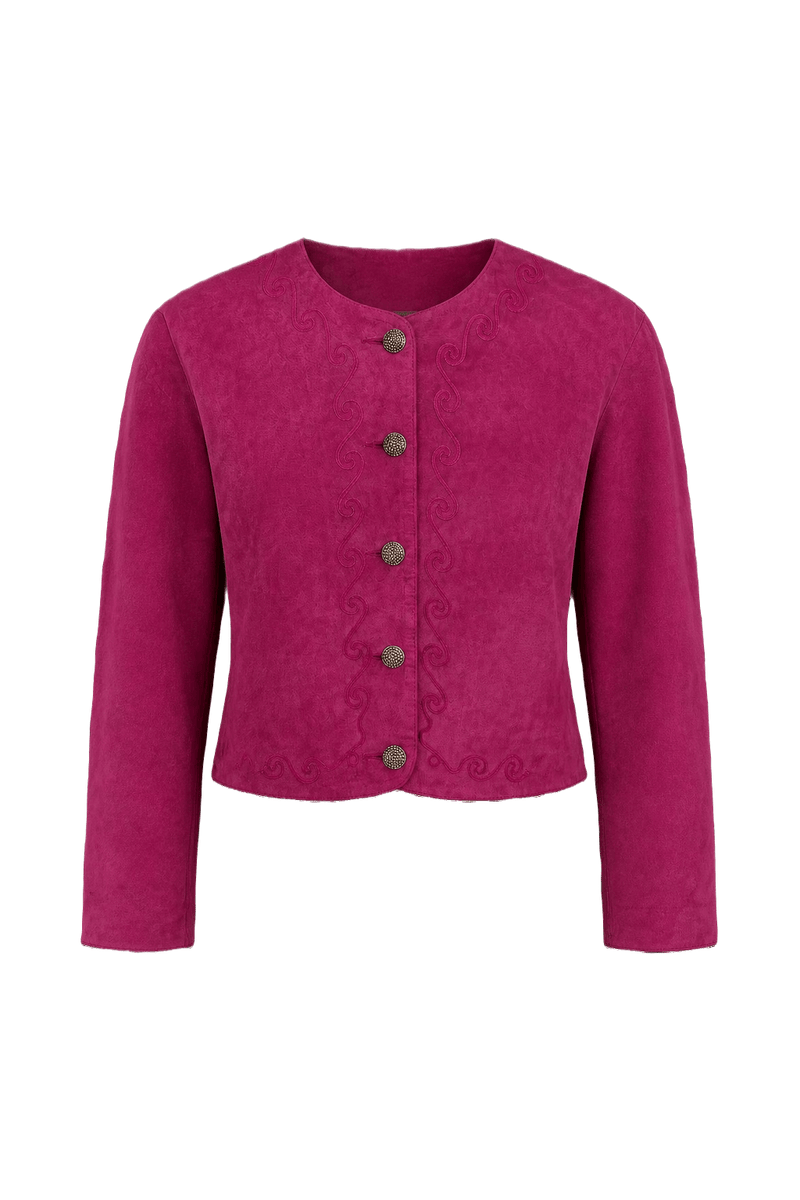 1980s Magenta Suede Jacket - Front View