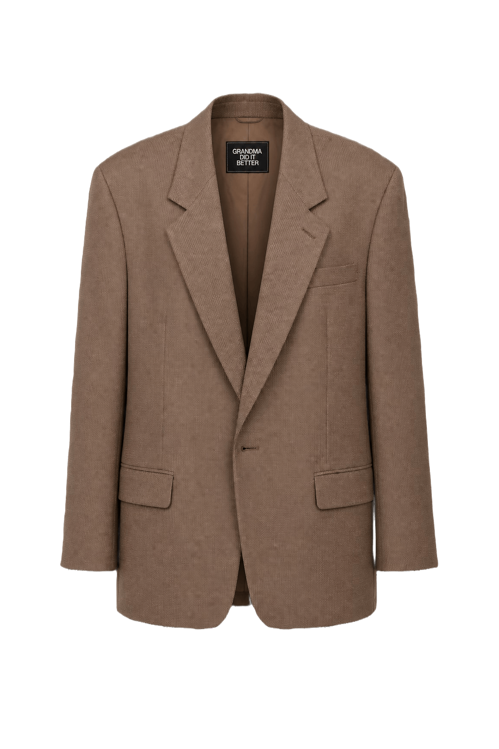 1980s Beige Wool Blend Blazer - Front View
