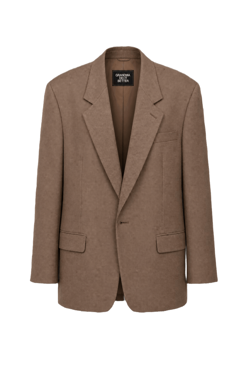 1980s Beige Wool Blend Blazer - Front View