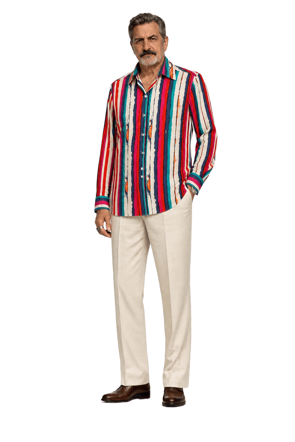 1980s Multicolor Polyester Shirt - Model