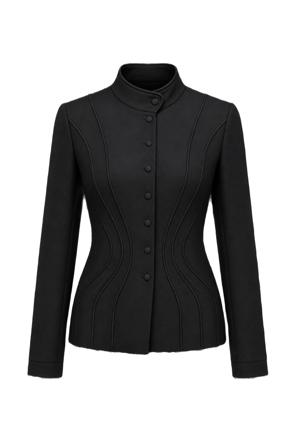 1980s Black Wool Blend Jacket - Front View