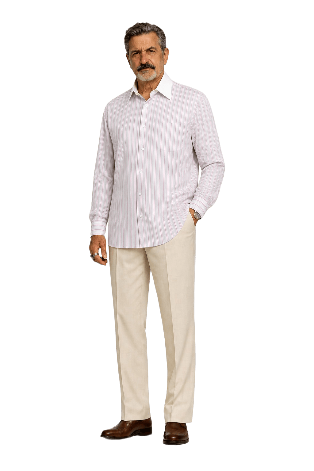 1980s Light Pink Cotton Dress Shirt - Model