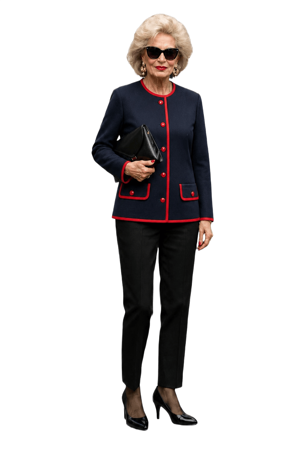 1980s Navy Blue Wool Blend Blazer - Model