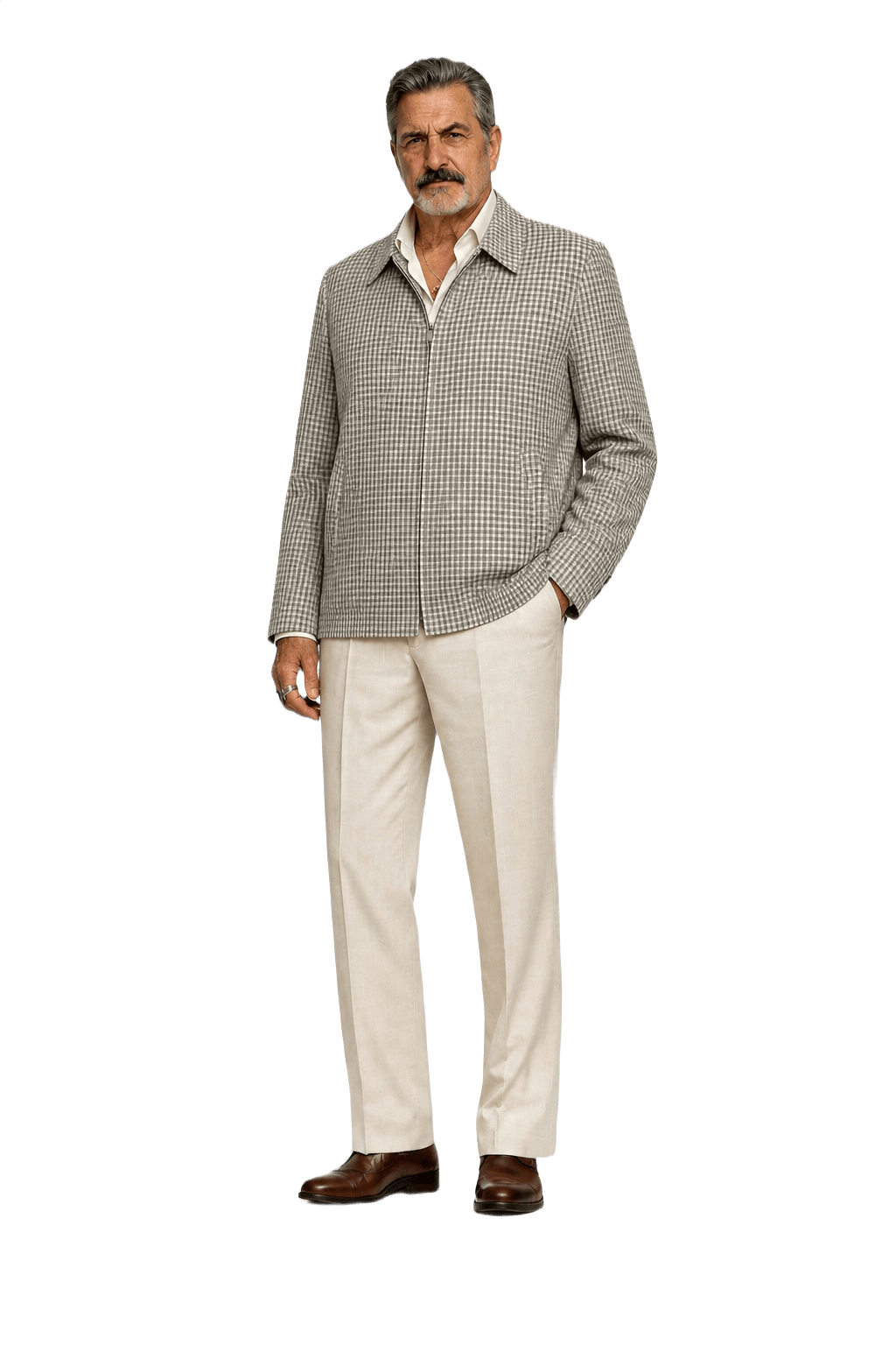 1980s Black and White Cotton Blend Jacket - Model