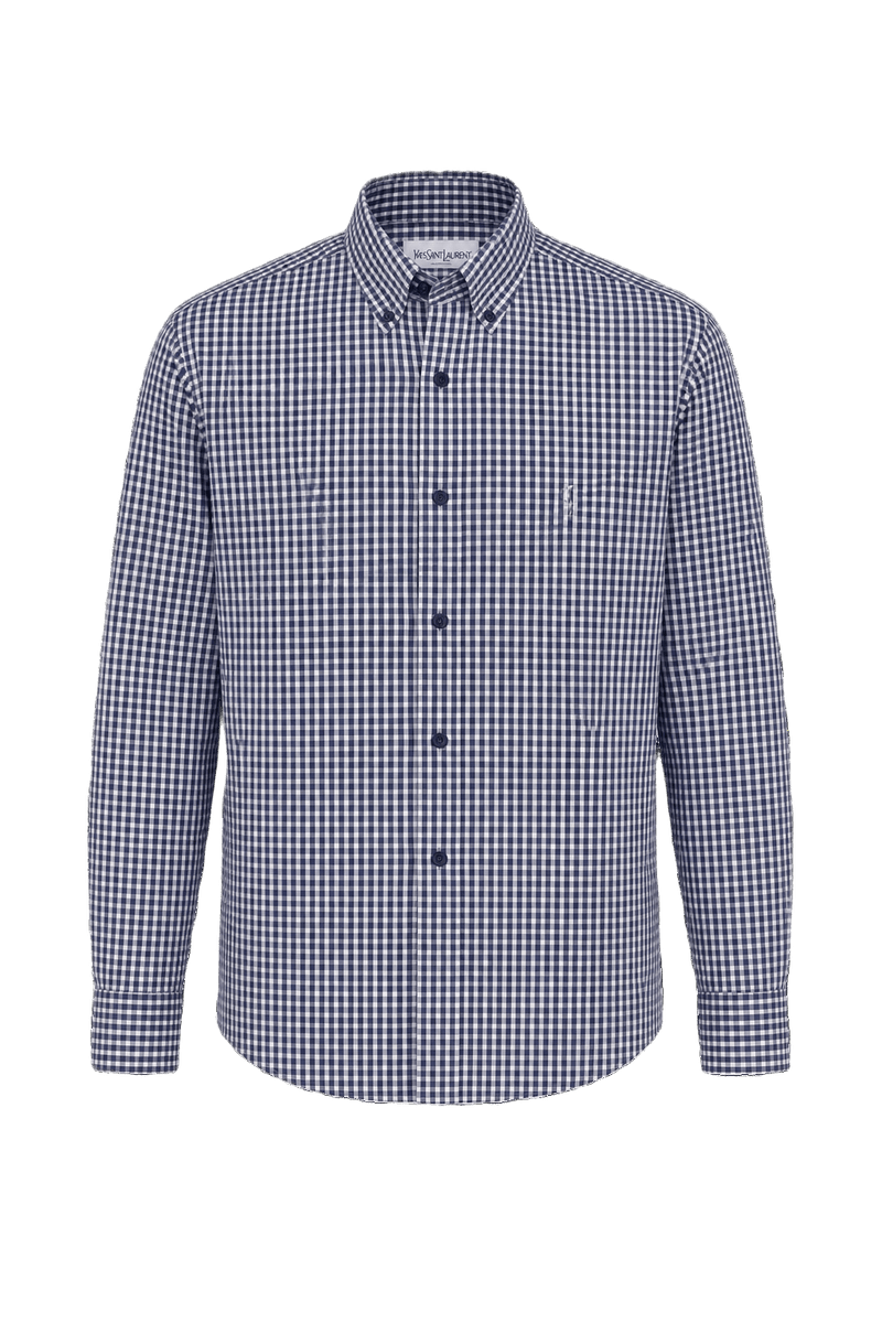 1980s Navy Blue Cotton Blend Shirt - Front View