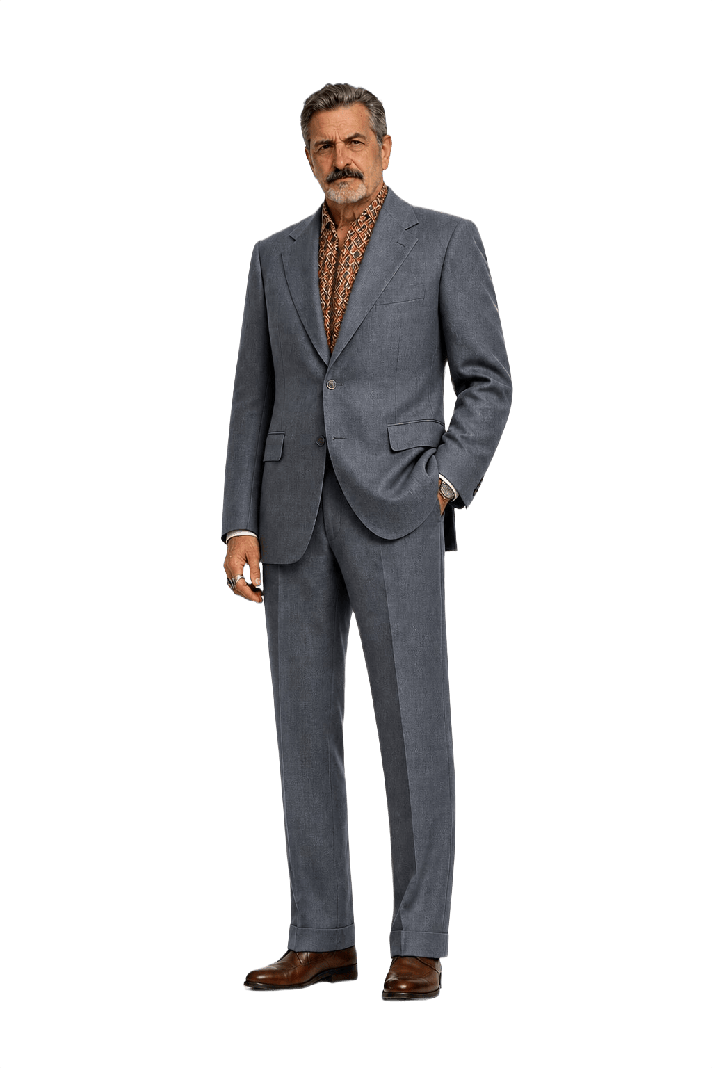 1980s Dark Grey Wool Blend 2-Piece Suit - Model