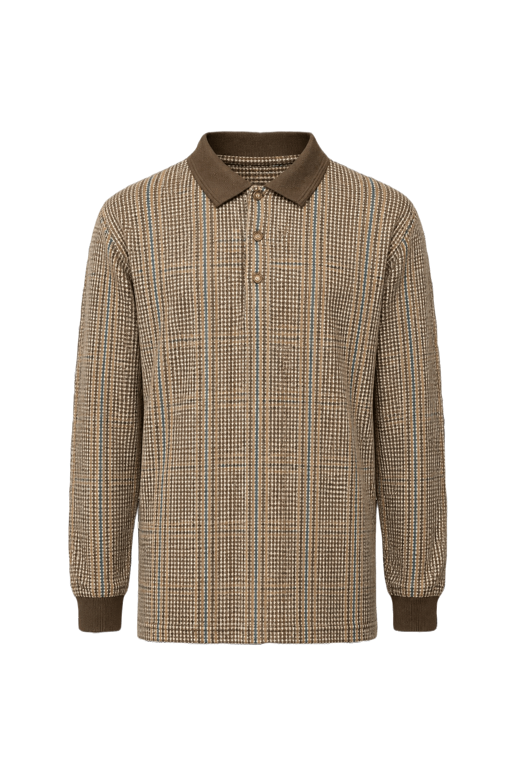 1990s Brown Cotton Blend Polo Shirt - Front View