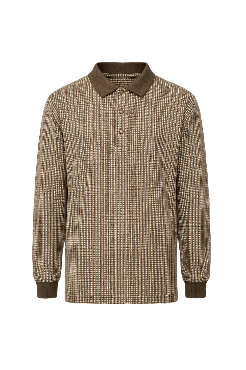 1990s Brown Cotton Blend Polo Shirt - Front View