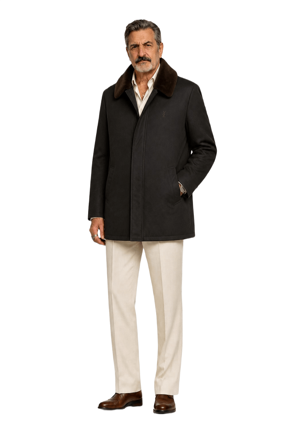 1980s Black Cotton Blend Jacket - Model