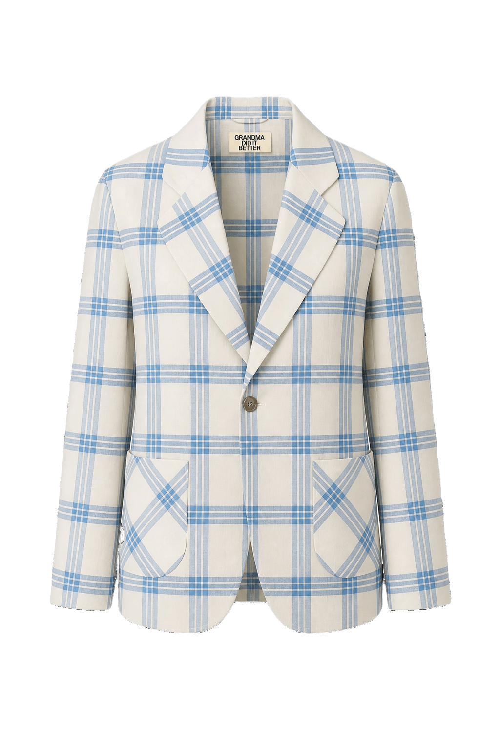 1980s Cream White Cotton Blend Blazer - Front View