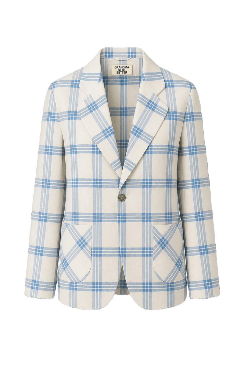 1980s Cream White Cotton Blend Blazer - Front View