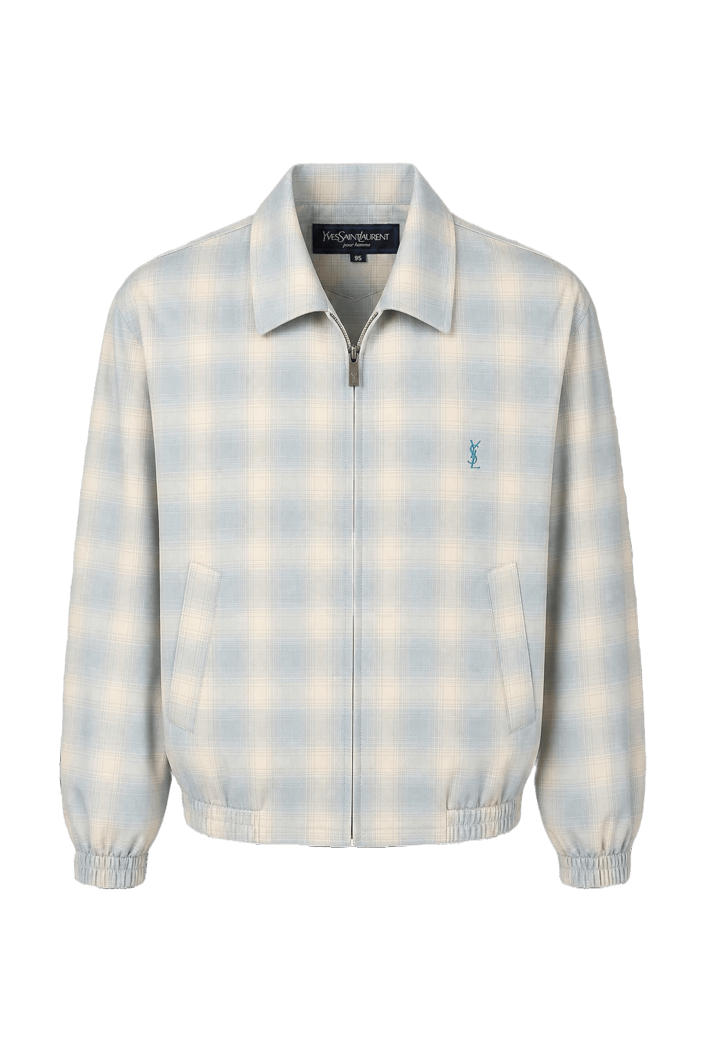 1980s Light Blue Cotton Blend Jacket - Front View