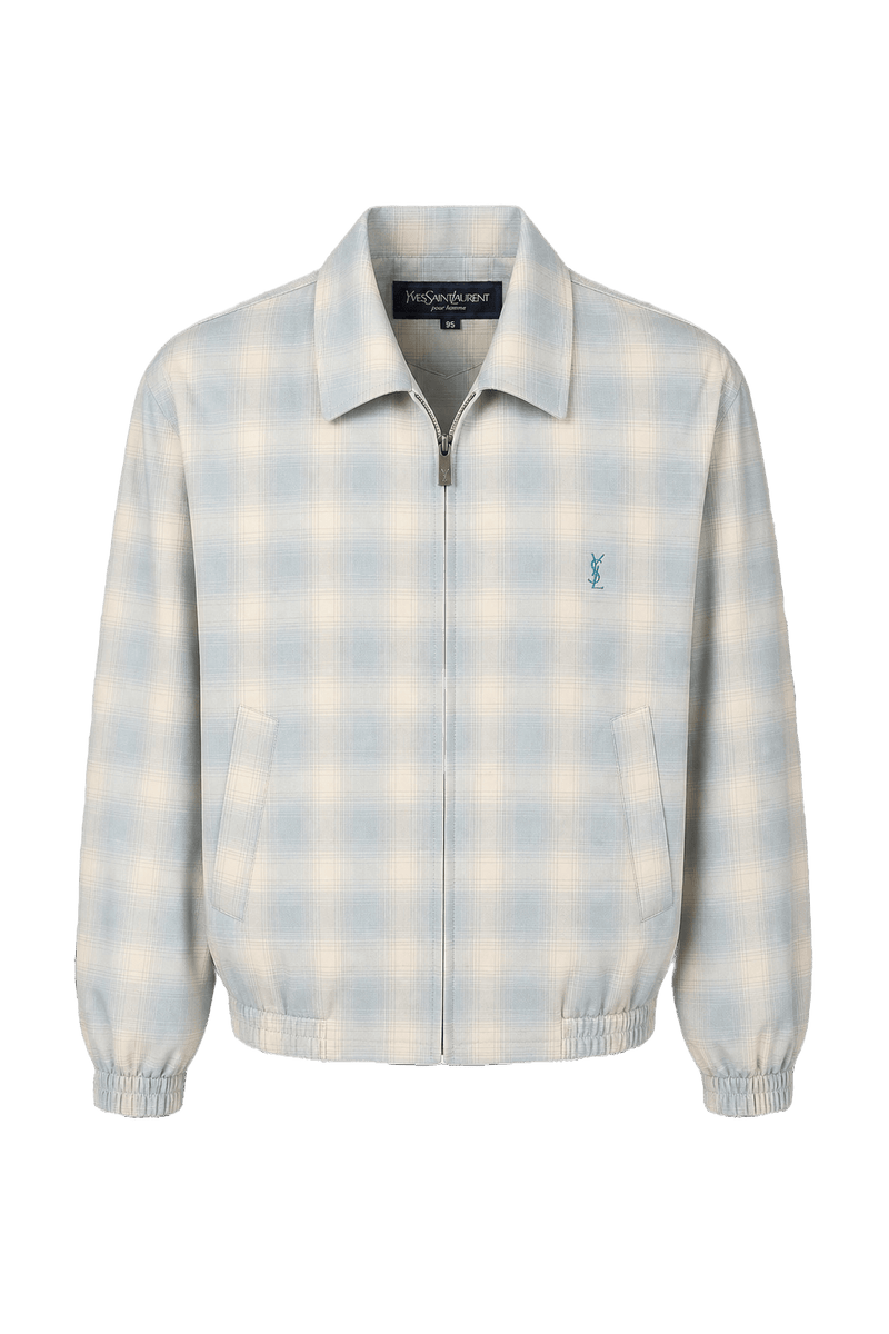 1980s Light Blue Cotton Blend Jacket - Front View