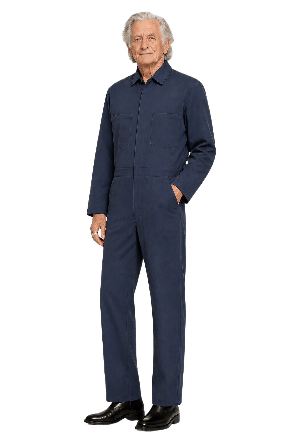 1970s Navy Blue Cotton Blend Coveralls - Model