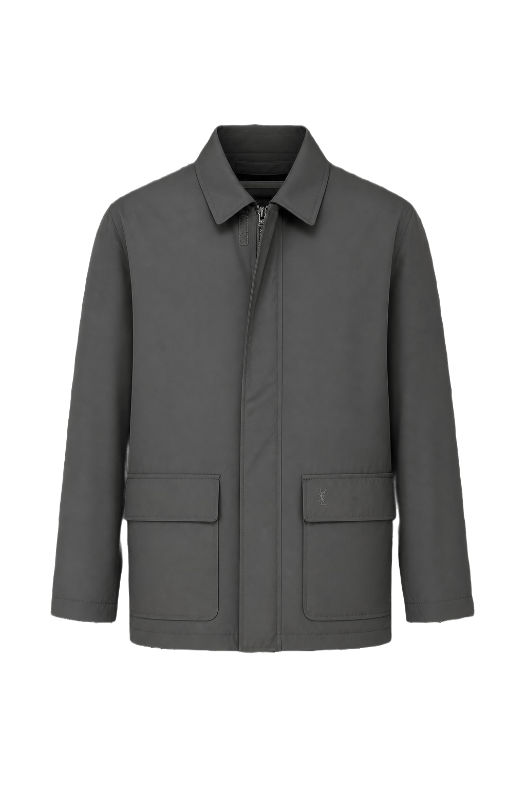 1980s Charcoal Grey Polyester Jacket - Front View