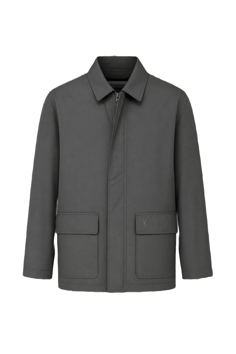 1980s Charcoal Grey Polyester Jacket - Front View