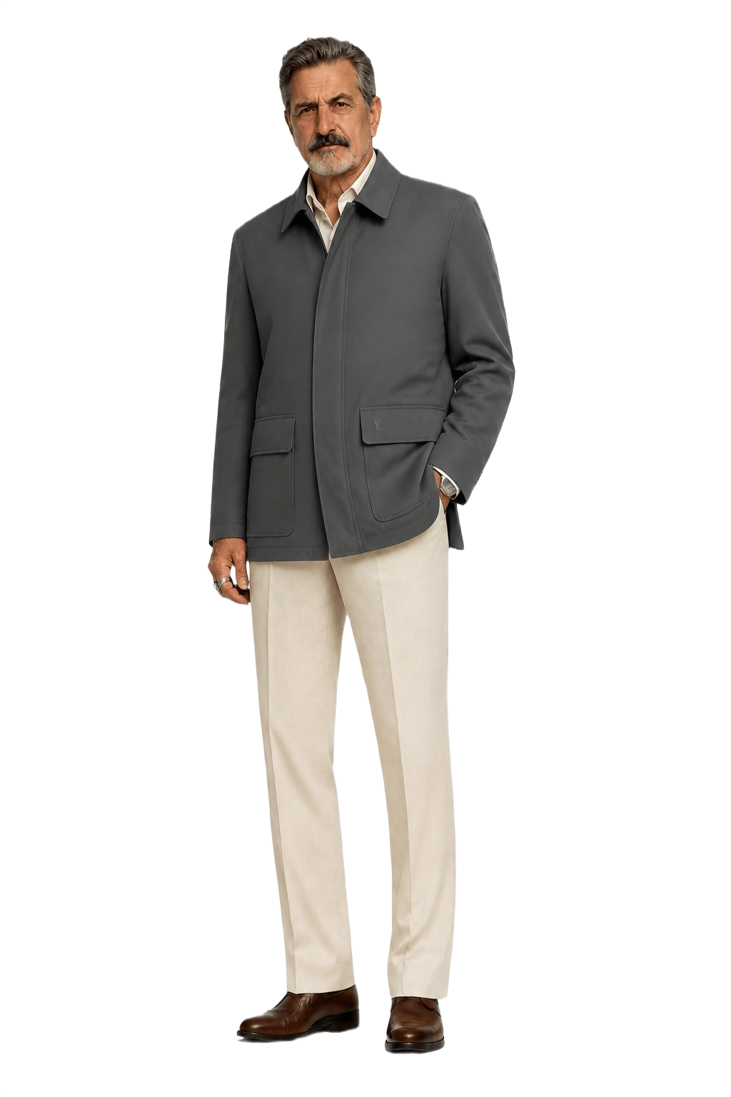 1980s Charcoal Grey Polyester Jacket - Model