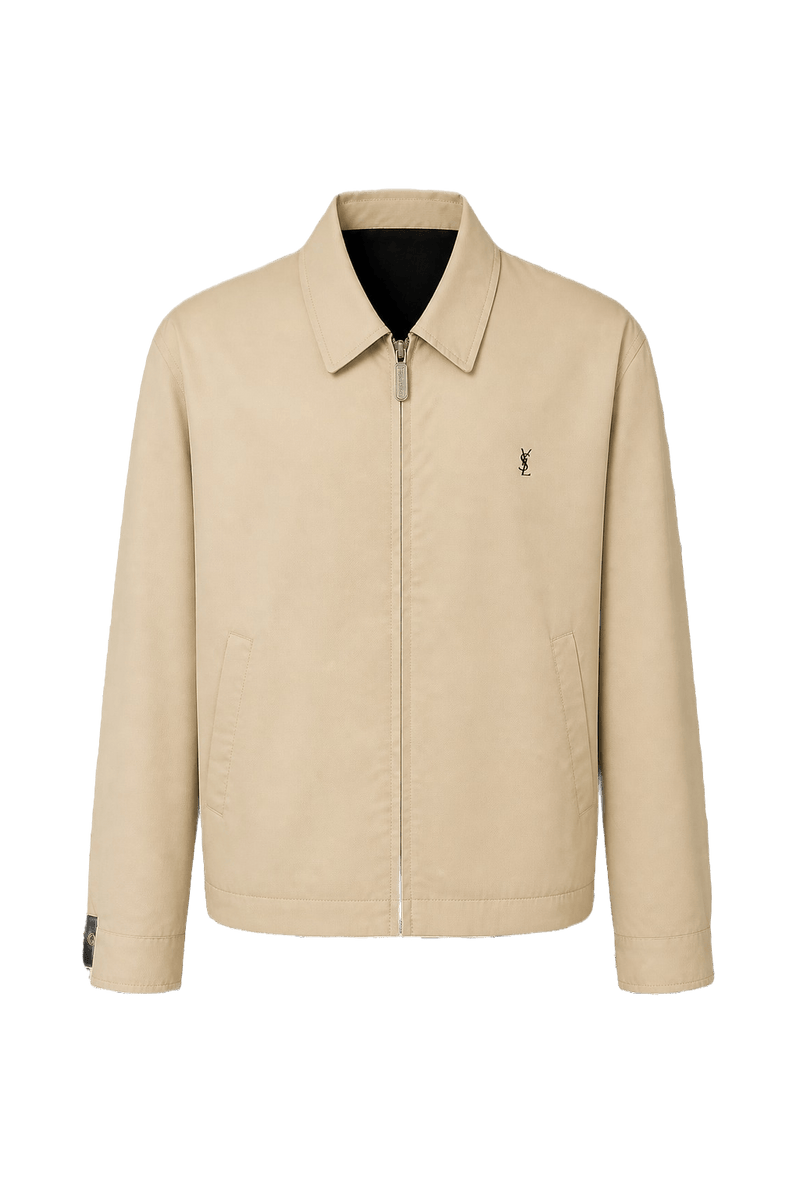 1980s Beige Cotton Blend Jacket - Front View