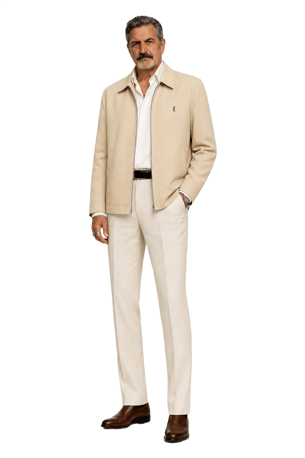 1980s Beige Cotton Blend Jacket - Model