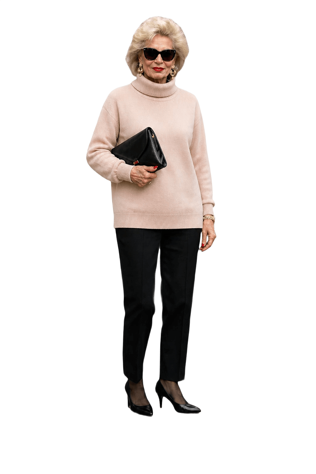 1980s Pale Pink Wool Blend Sweater - Model