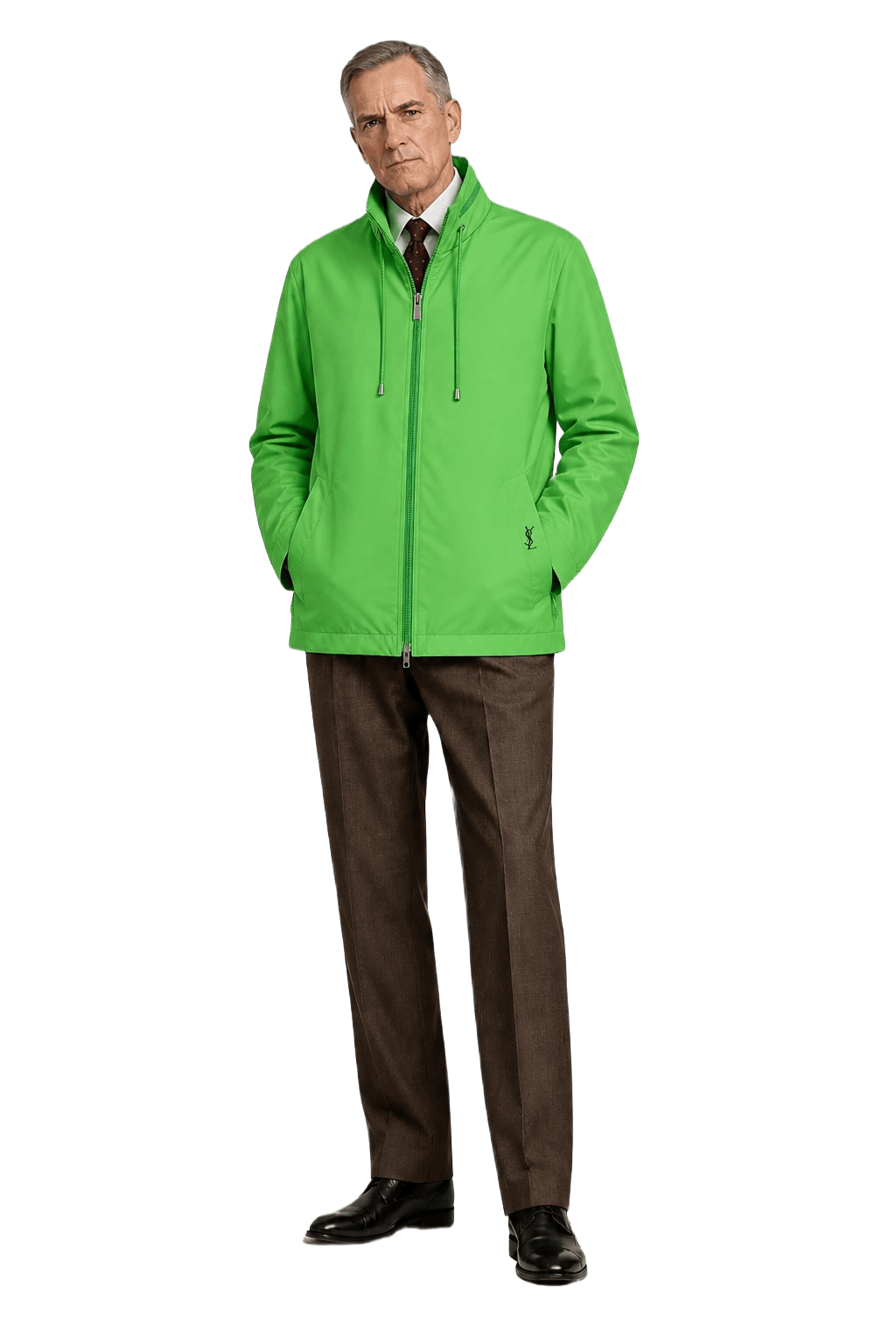 1990s Lime Green Synthetic Blend Jacket - Model
