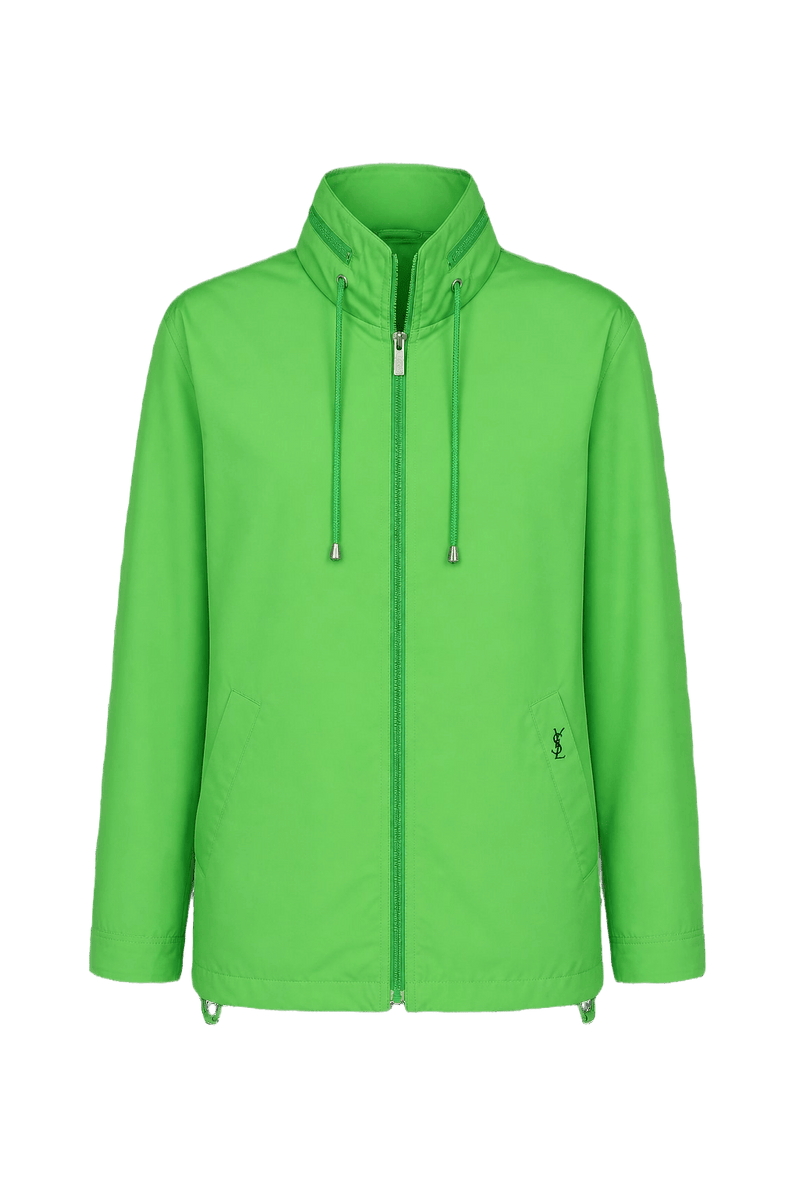 1990s Lime Green Synthetic Blend Jacket - Front View