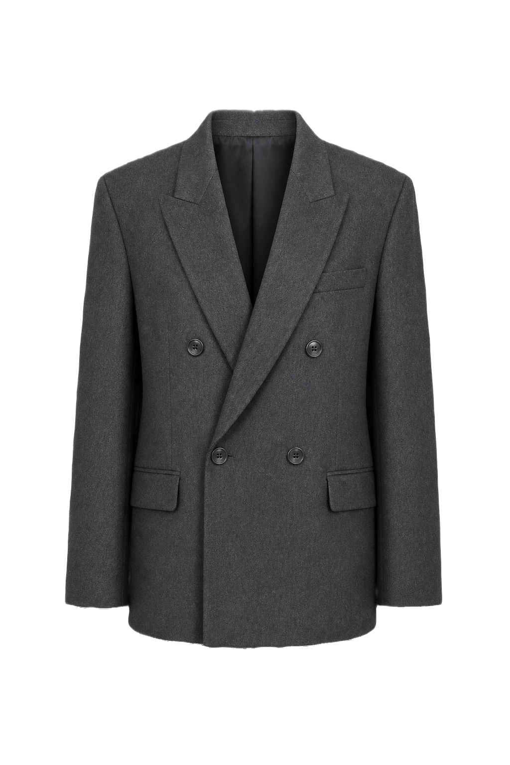 1980s Charcoal Grey Wool Blend Blazer - Front View