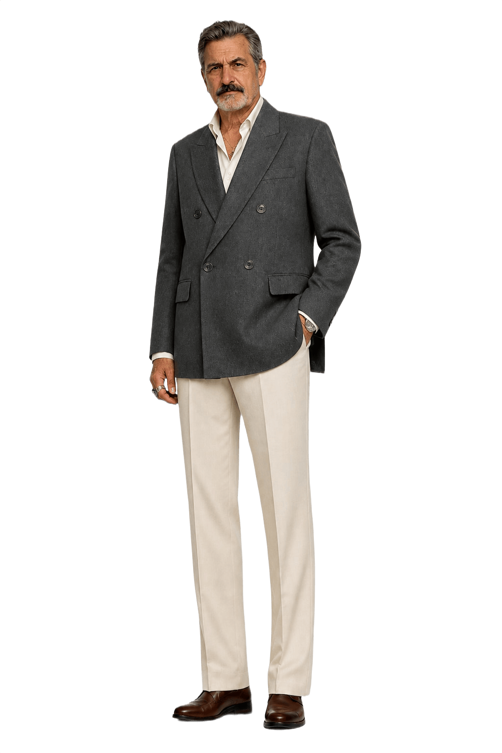 1980s Charcoal Grey Wool Blend Blazer - Model