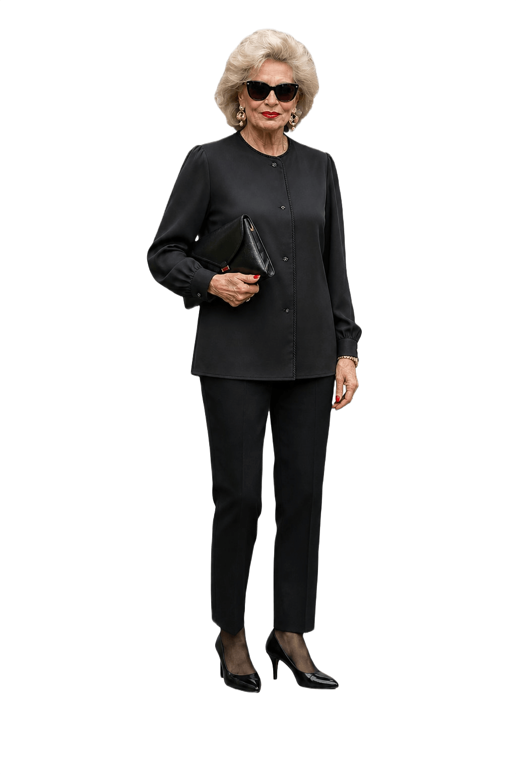 1980s Black Synthetic Blend Blouse - Model