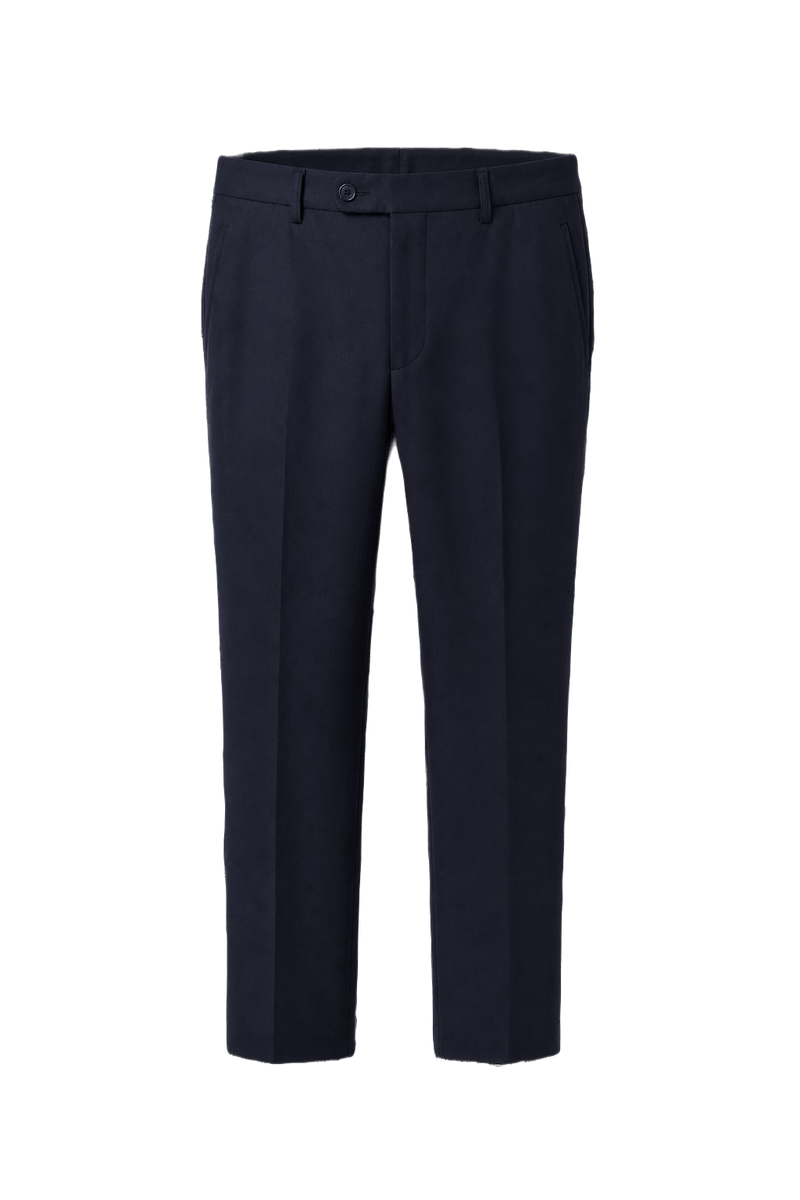 1980s Navy Wool Blend Trousers - Front View