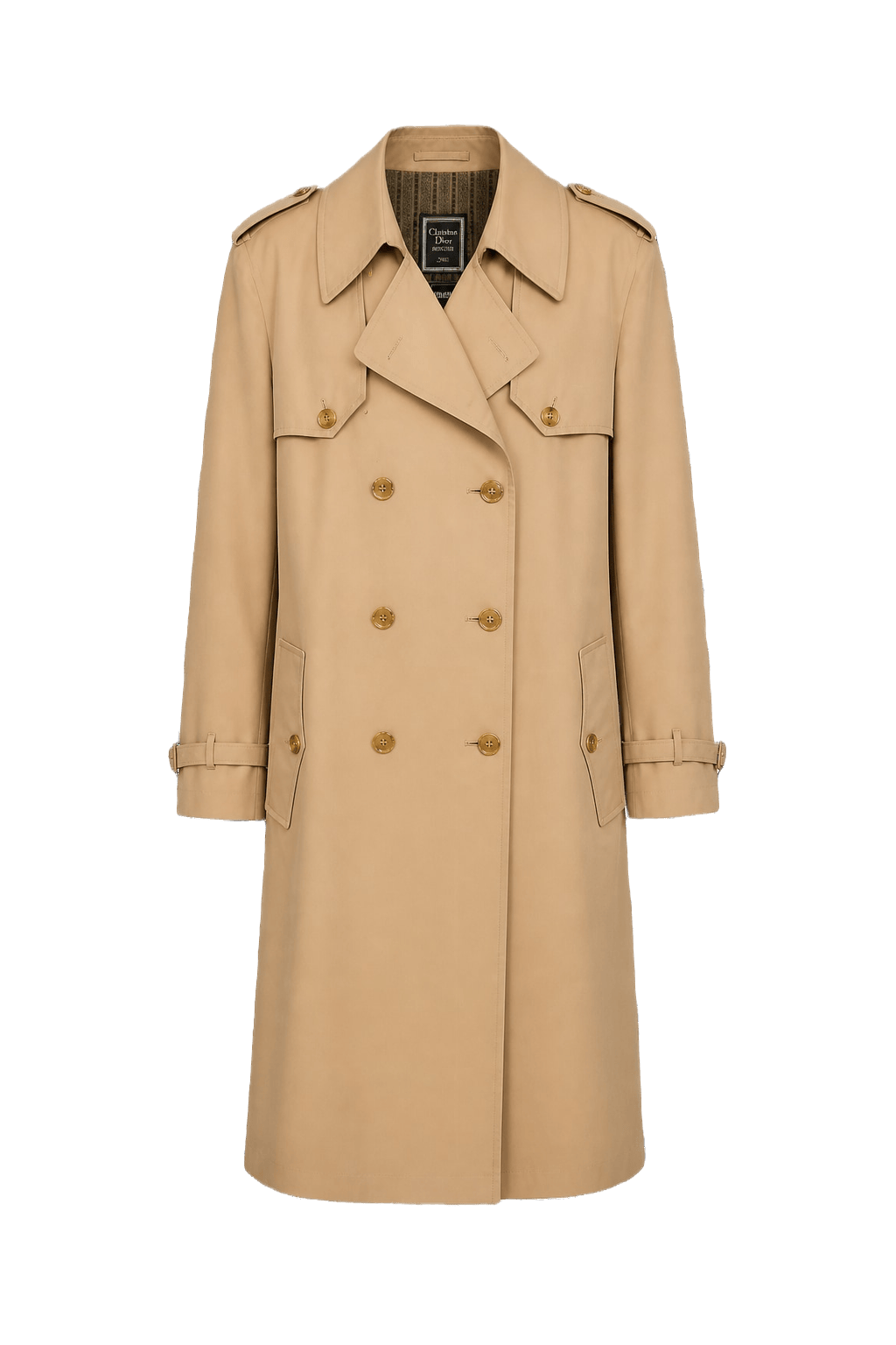 1980s Beige Cotton Blend Trench Coat - Front View