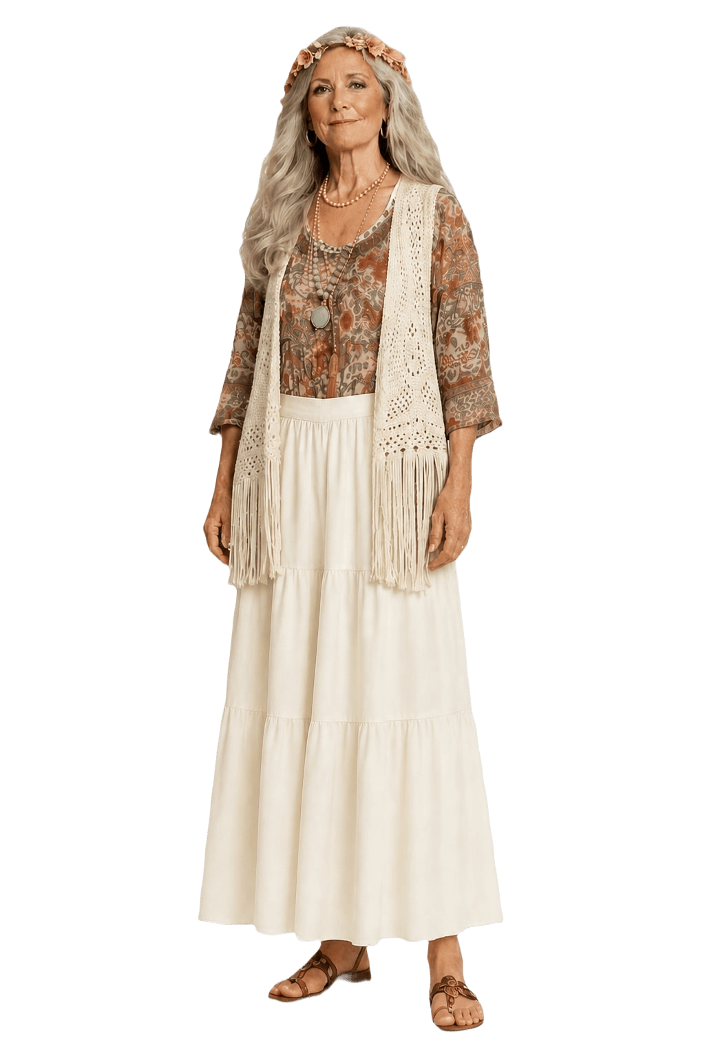 1970s Ivory Cotton Skirt - Model