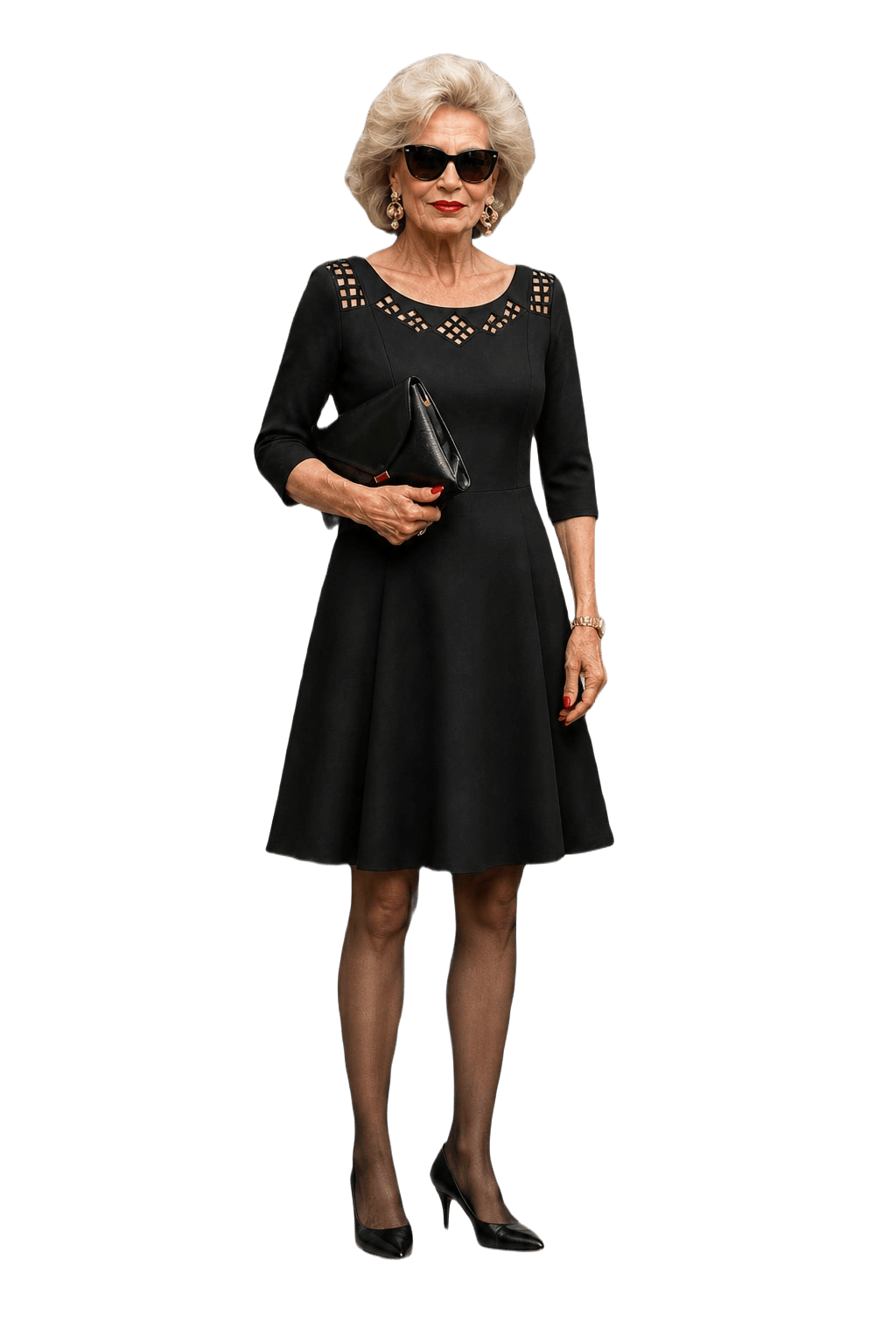 1980s Black Polyester Blend Dress - Model