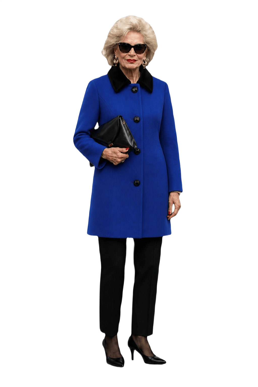 1980s Royal Blue Wool Coat - Model