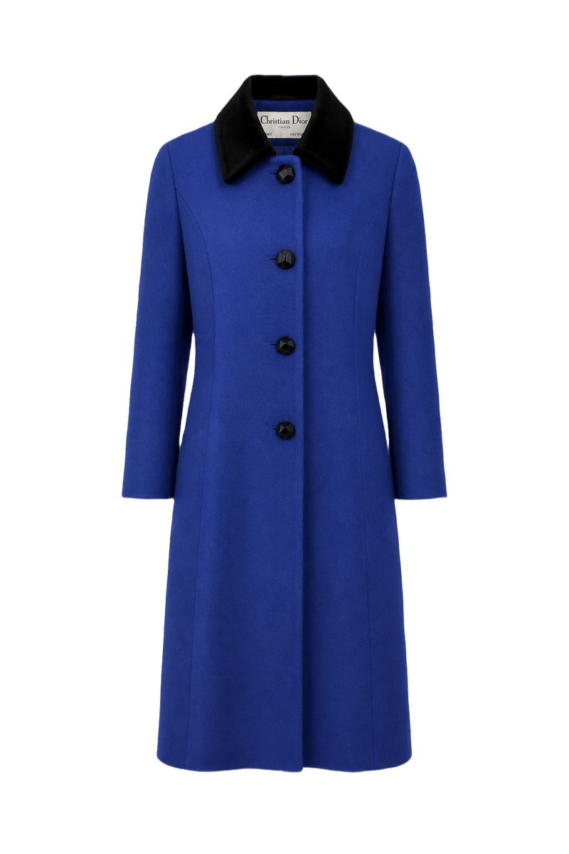 1980s Royal Blue Wool Coat - Front View