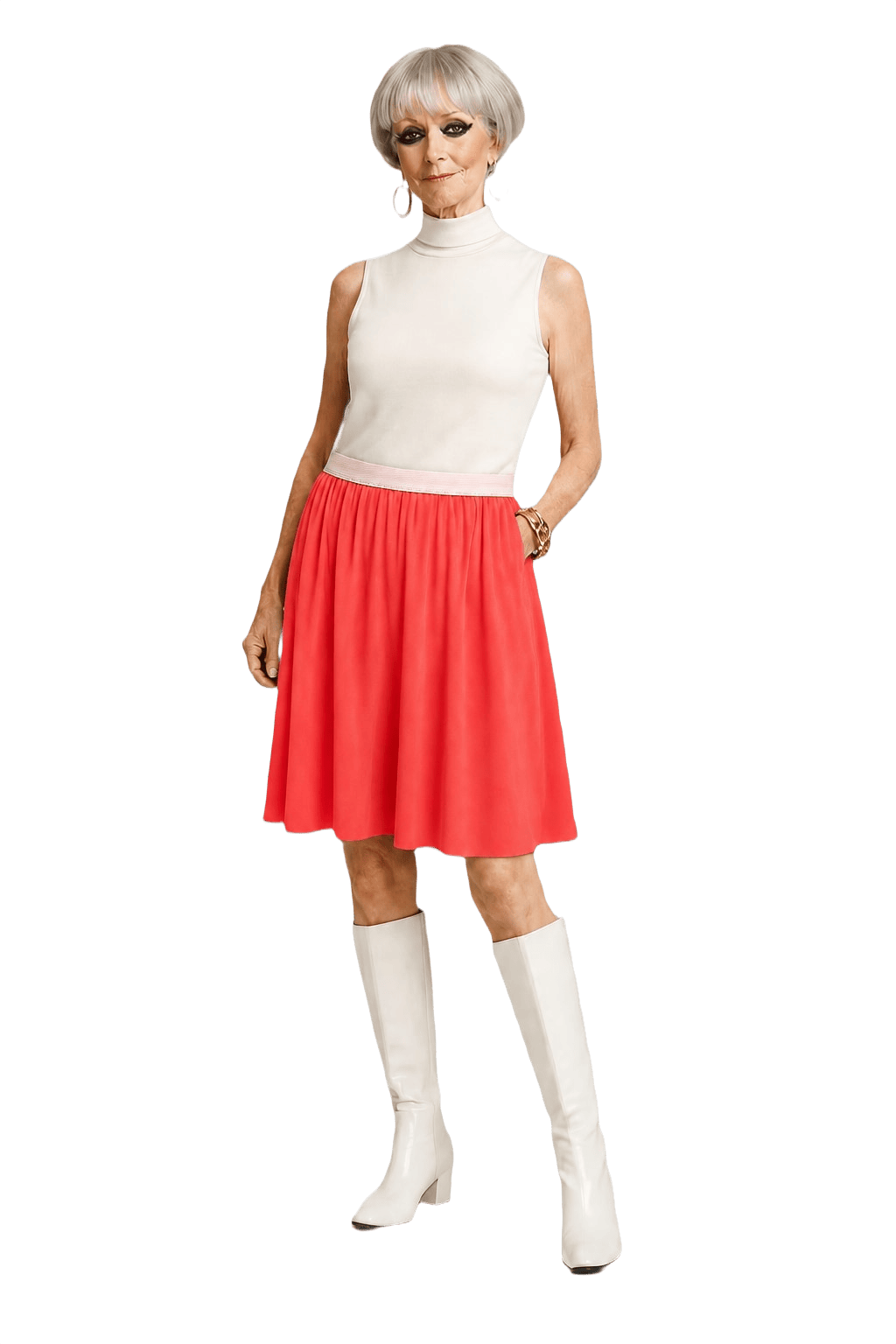 1960s Vibrant Pink Synthetic Skirt - Model