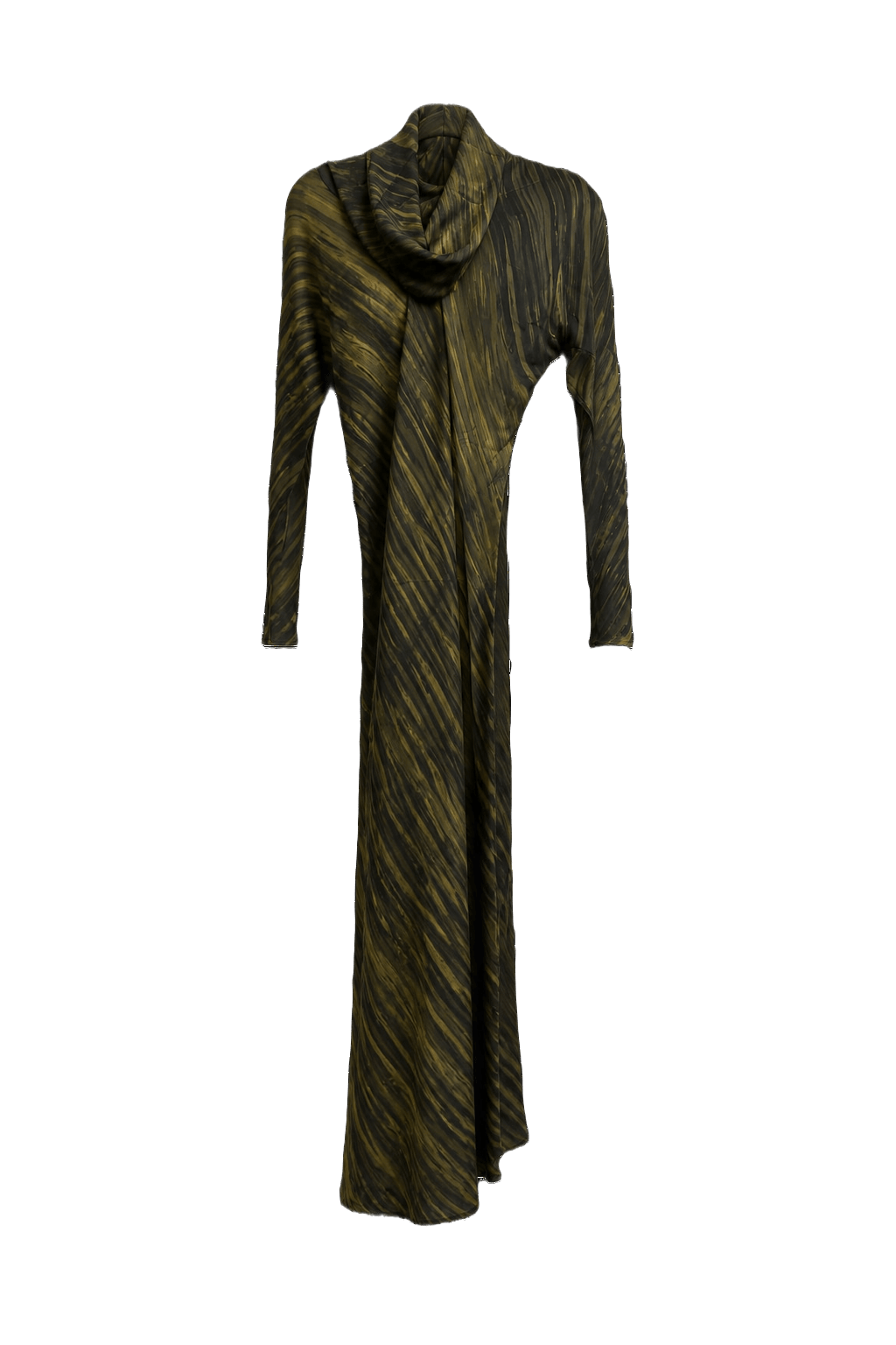 1980s Olive Green Synthetic Blend Dress - Front View